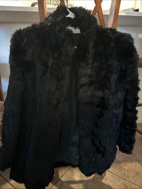 Somerset Furs Los Angeles Black 100%  Rabbit  Fur Women's Coat